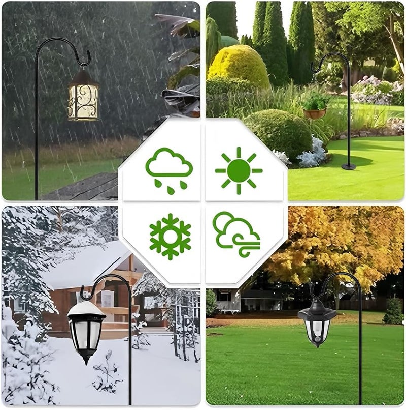 Baooery 4 Pack of Adjustable Outdoor Shepherds Hooks, Heavy Duty Iron Garden Stakes Outdoor Garden Hook for Solar Lights, Lanterns, Plants & Weddings- Base Included - Image 3